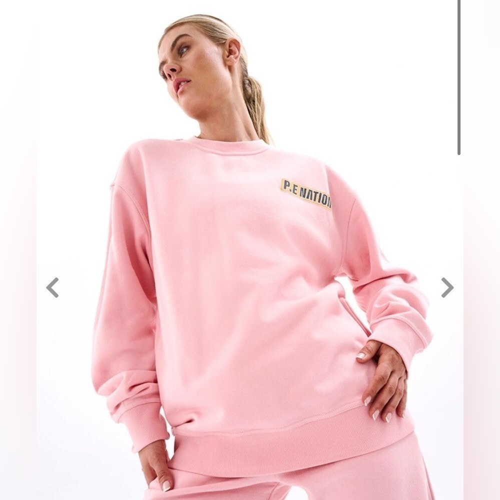 NWT P.E. Nation Pink Main Draw Crewneck Pullover sz L